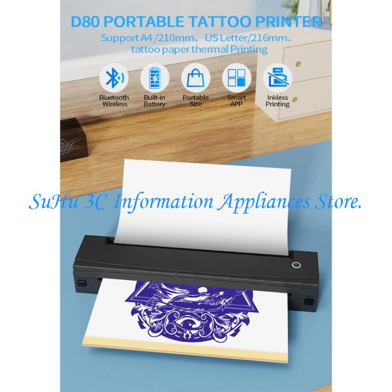 Laser Printer Home - Wireless Bluetooth-compatible Thermals Tattooes Printer Portable