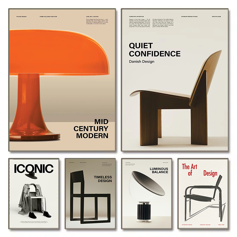 Home Office Icon - Minimalist Bauhaus Iconic Mid-Century Chairs Exhibition