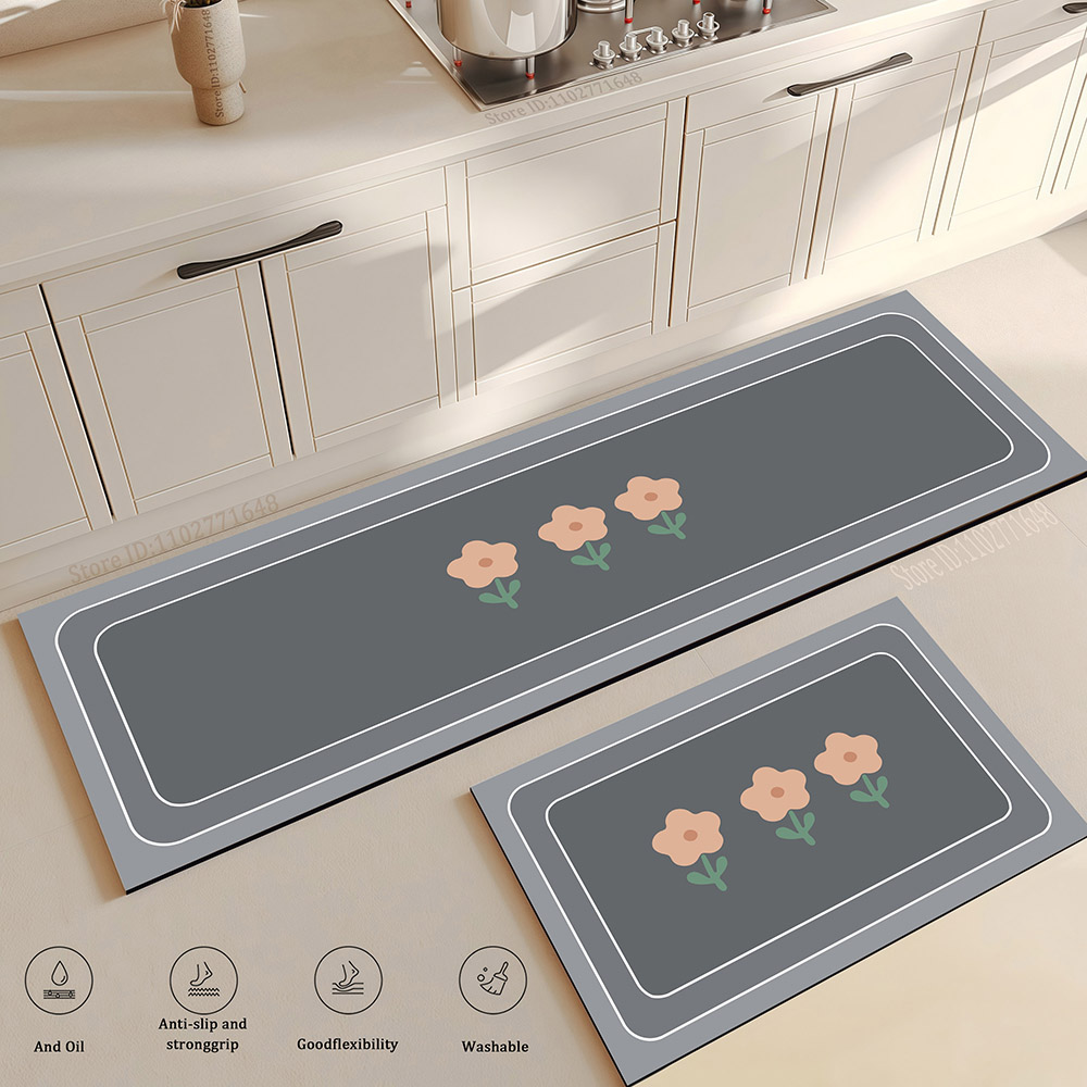 Anti Fatigue Mat - Flower Kitchen Mat Anti-Fatigue Non-Slip Washable