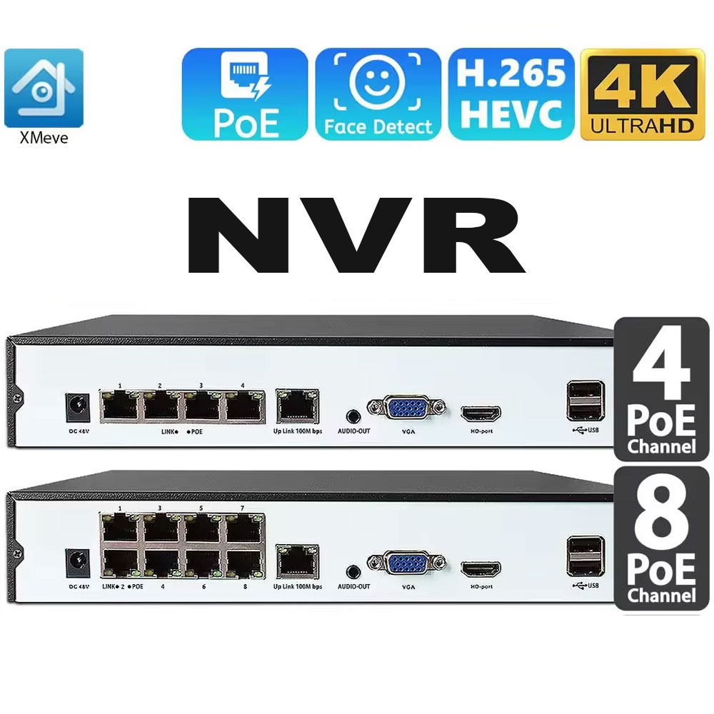 Webcam Hd 1080P - 4CH 8CH 48v POE 4K NVR