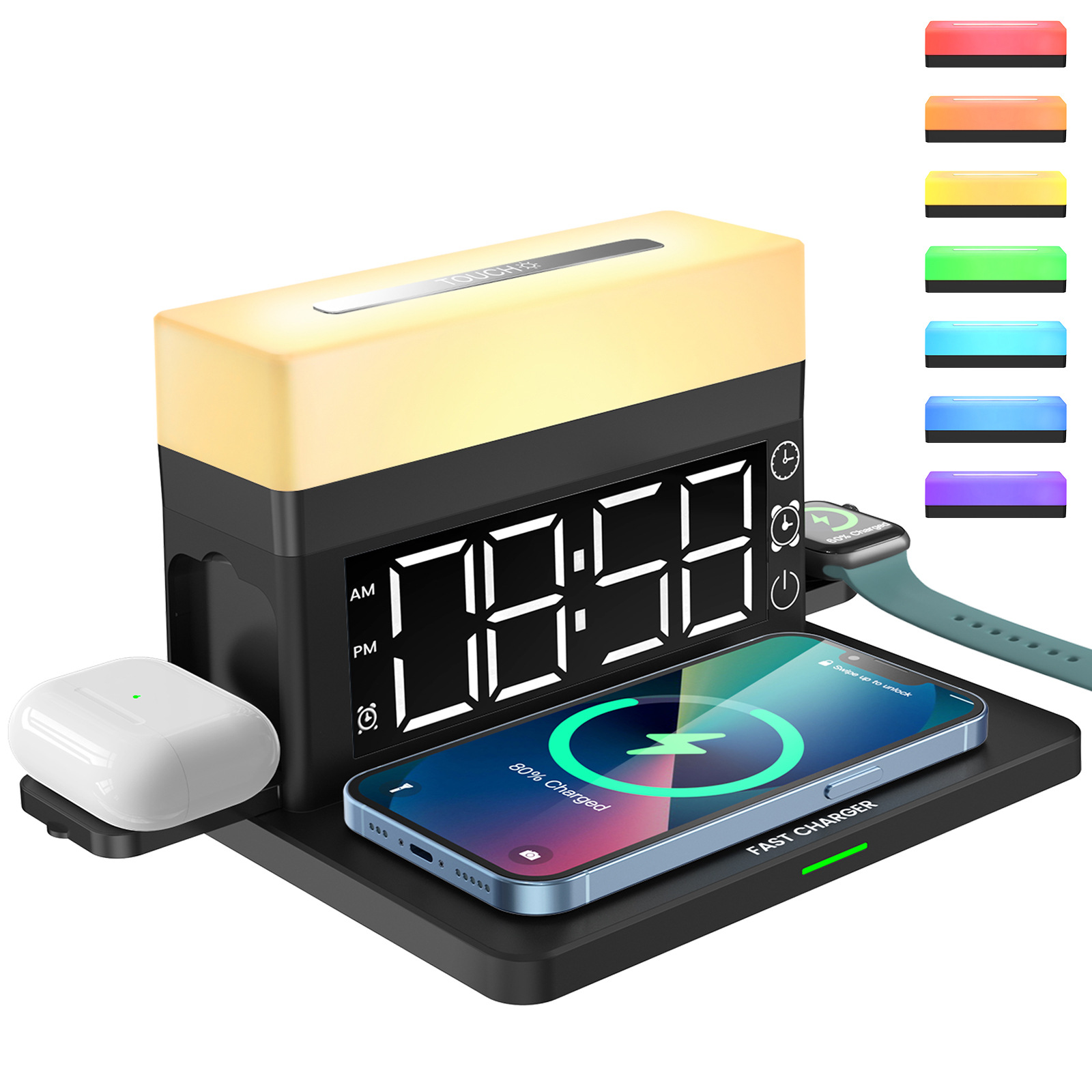 Led Desk Clock - Desk Digital Alarm Clocks with 15W