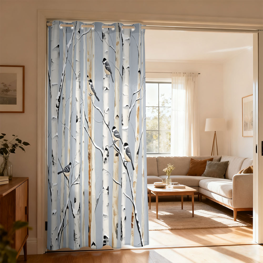 Home Office Rate - 1pc birch forest titmouse print single-loop