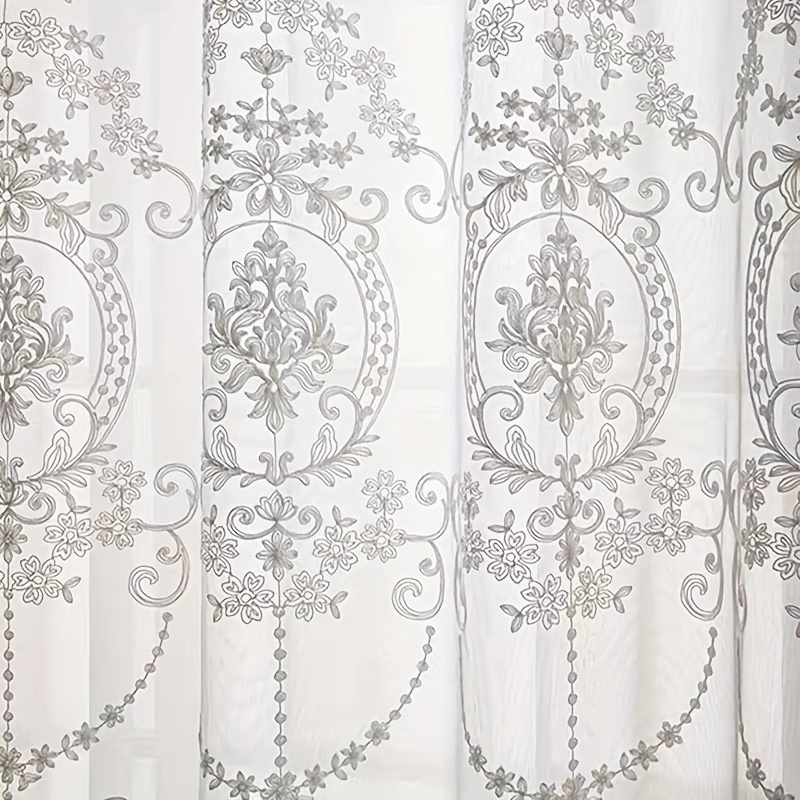 1pc White Embroidered Sheer Cu - огляд і ціна Home Office Rate