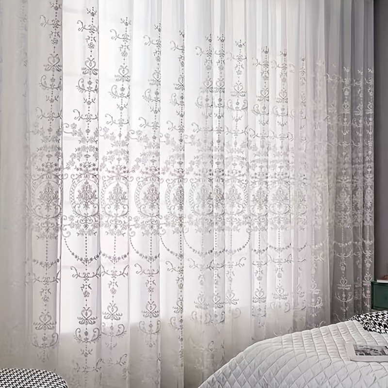 1pc White Embroidered Sheer Cu - огляд і ціна Home Office Rate