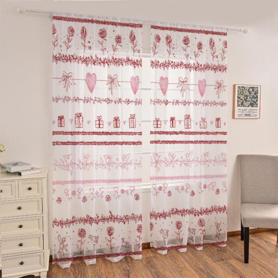 2PCS Digital Print Sheer Curta - огляд і ціна Home Office Box