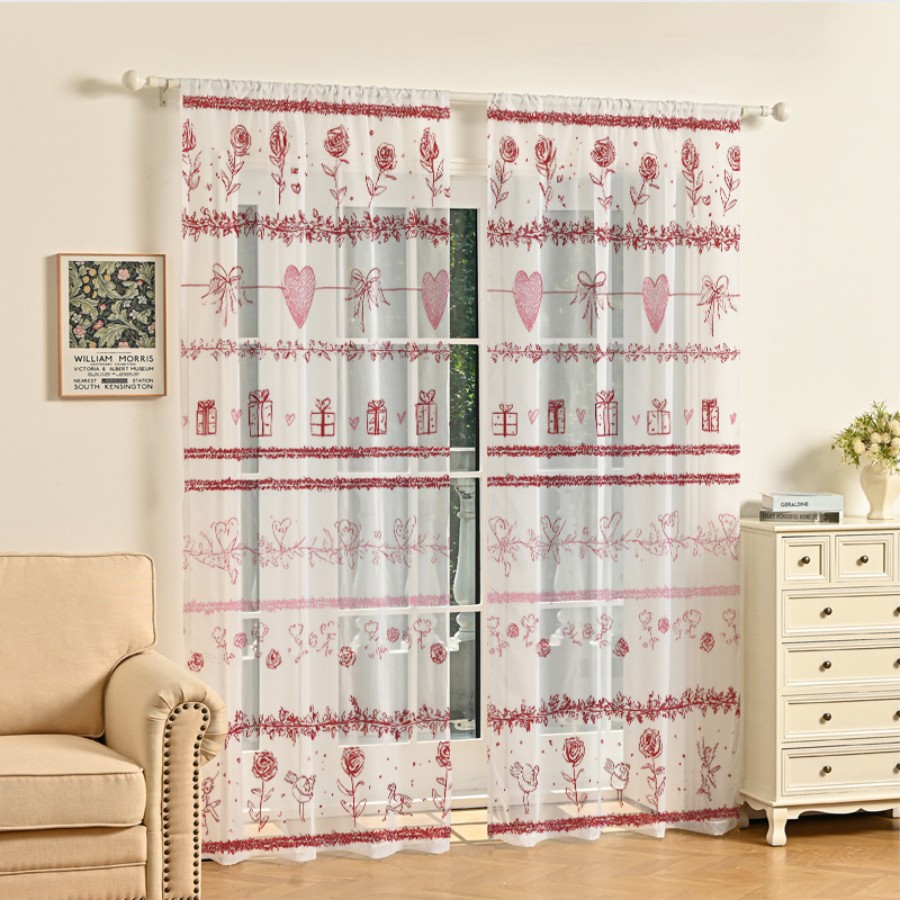 2PCS Digital Print Sheer Curta - огляд і ціна Home Office Box
