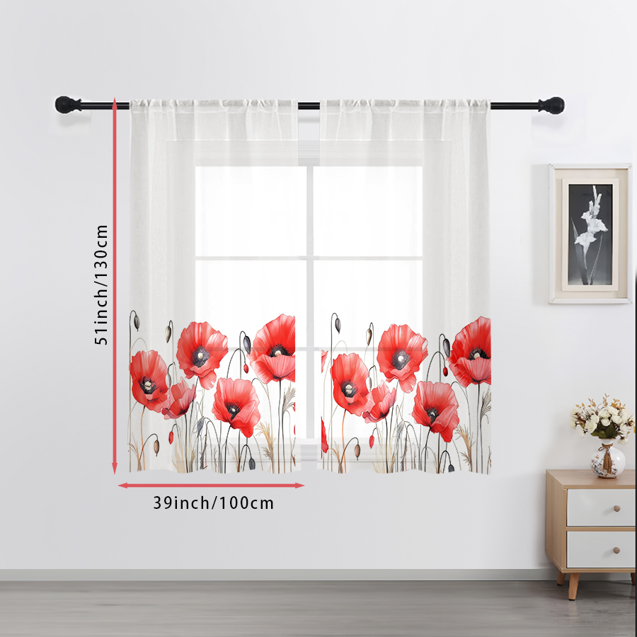 2PCS Digital Print Sheer Curta - огляд і ціна Home Office Rate