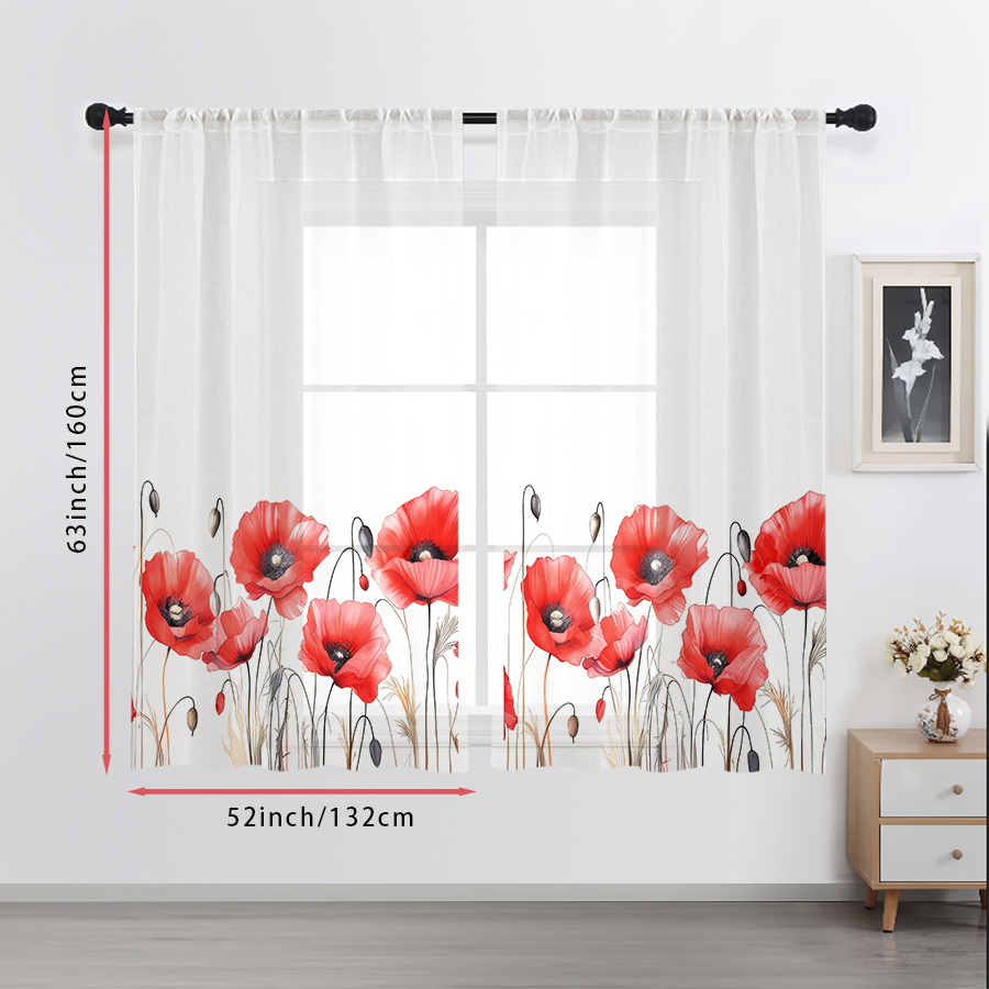 2PCS Digital Print Sheer Curta - огляд і ціна Home Office Rate