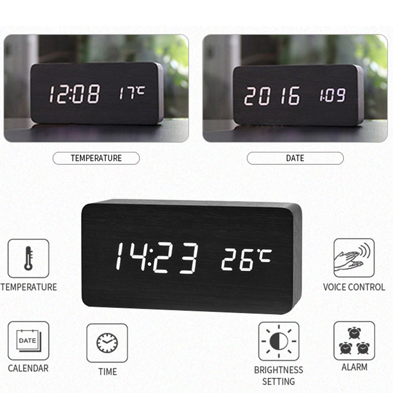 Wooden Digital Alarm Clock, LE - огляд і ціна Led Desk Clock