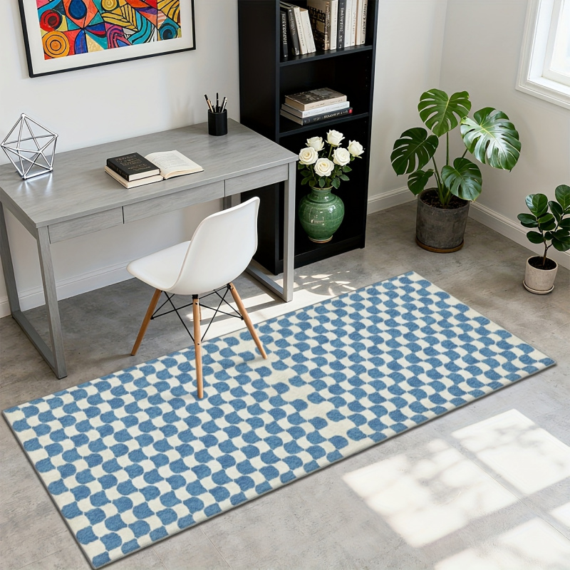 VIKAMA Blue and White Checkere - огляд і ціна Home Office Rug
