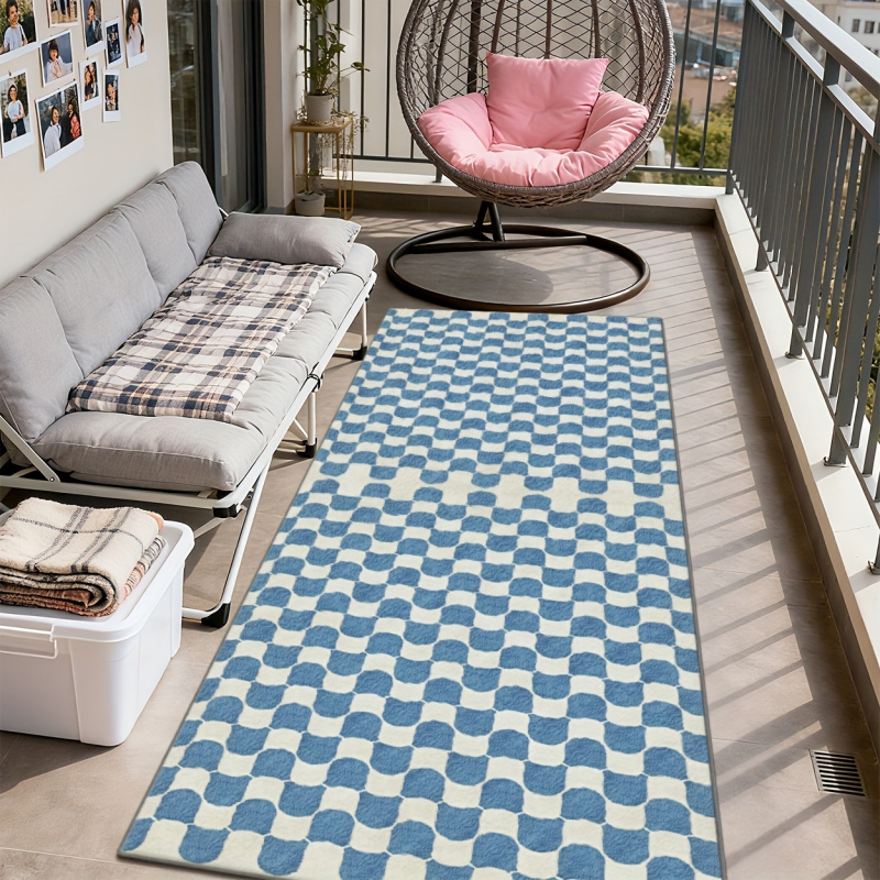 VIKAMA Blue and White Checkere - огляд і ціна Home Office Rug