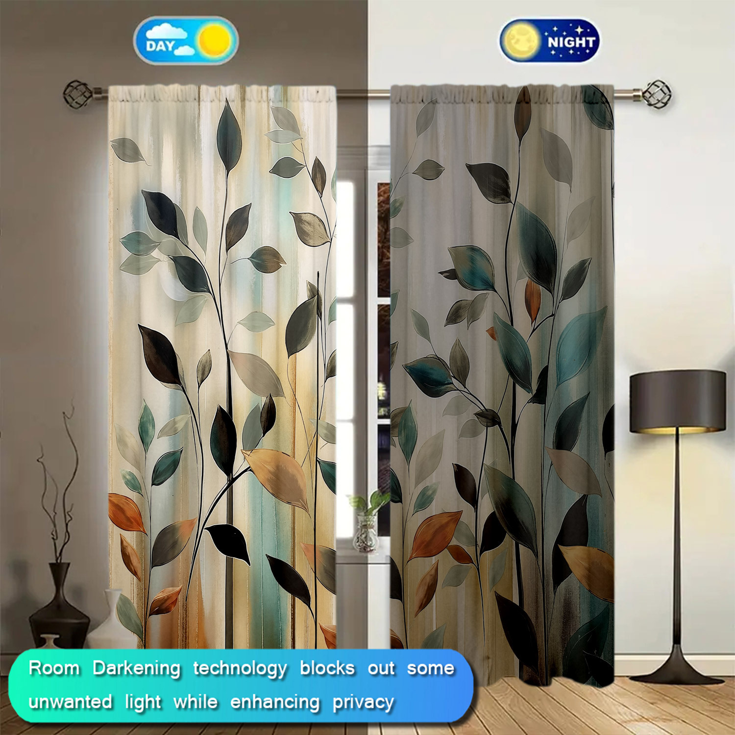 2 Panels Abstract Leaf Print C - огляд і ціна Home Office Room Inspiration