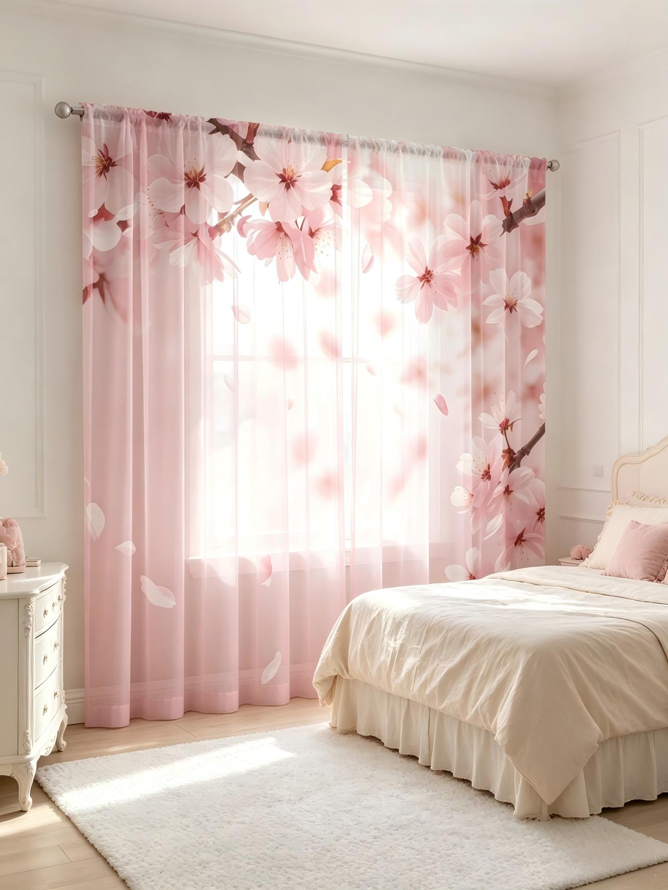 2PCS Digital Print Sheer Curta - огляд і ціна Home Office Rate