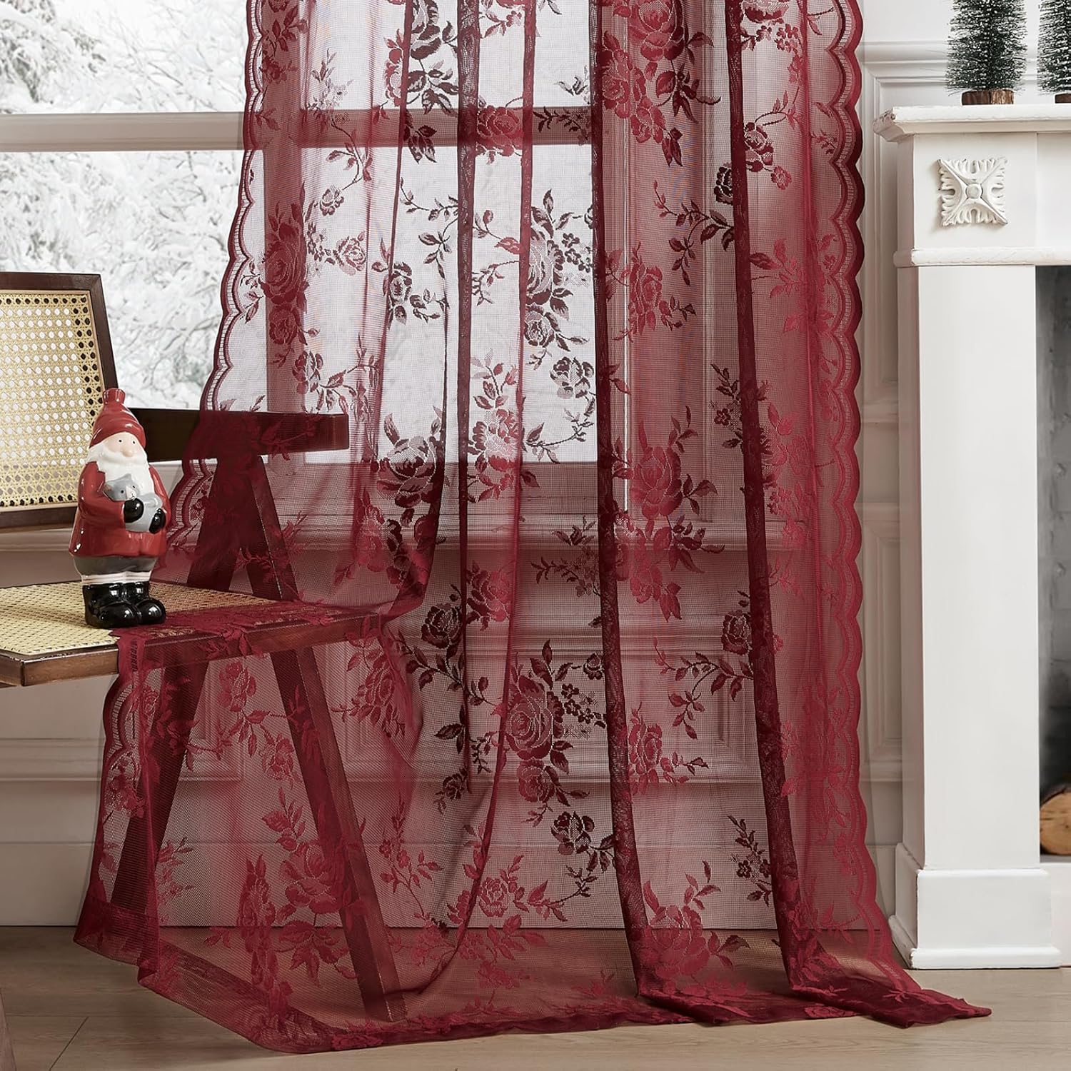 1 pc Burgundy Lace Curtains 45 - огляд і ціна Home Office Rate