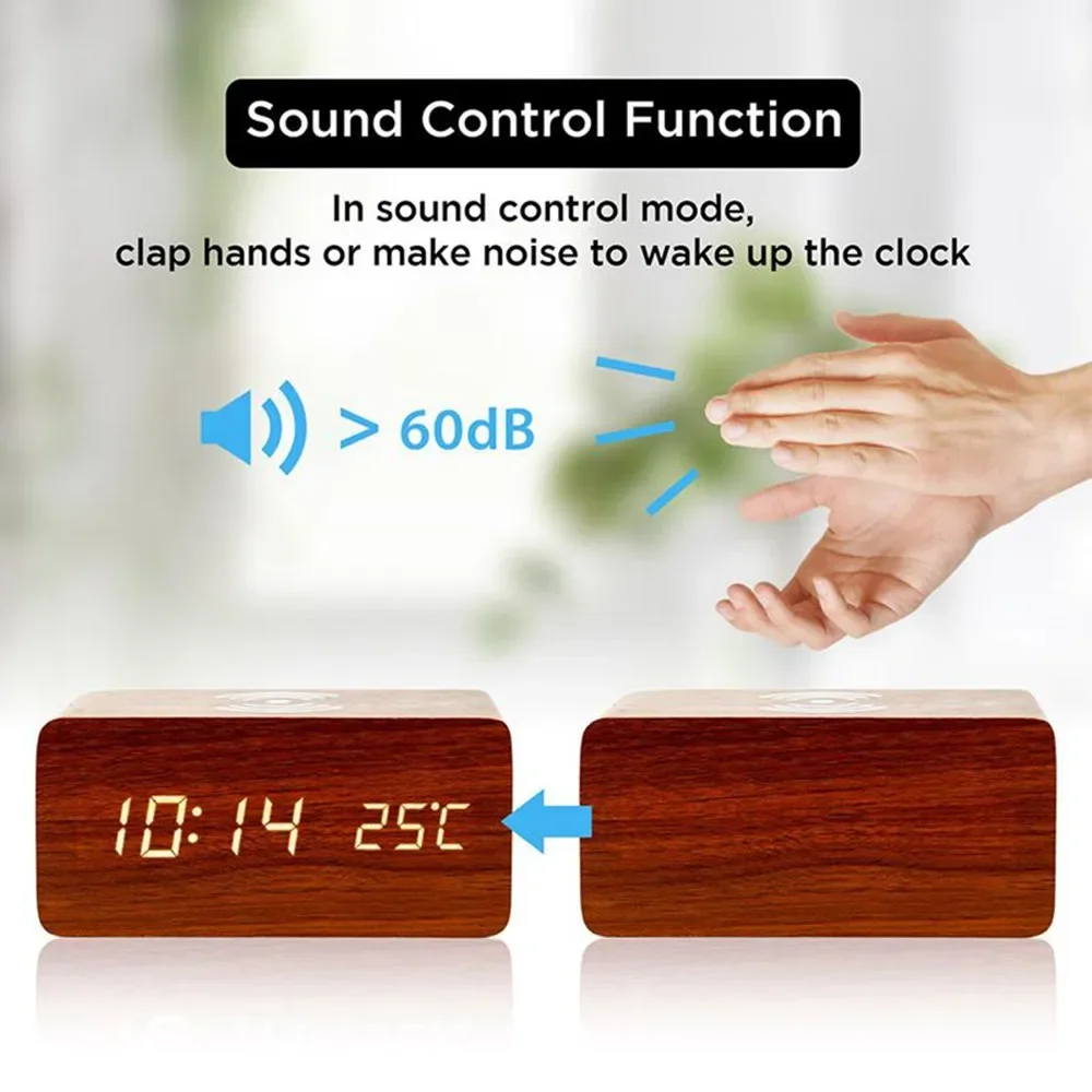 Alarm Clock LED Digital Wooden - огляд і ціна Led Desk Clock