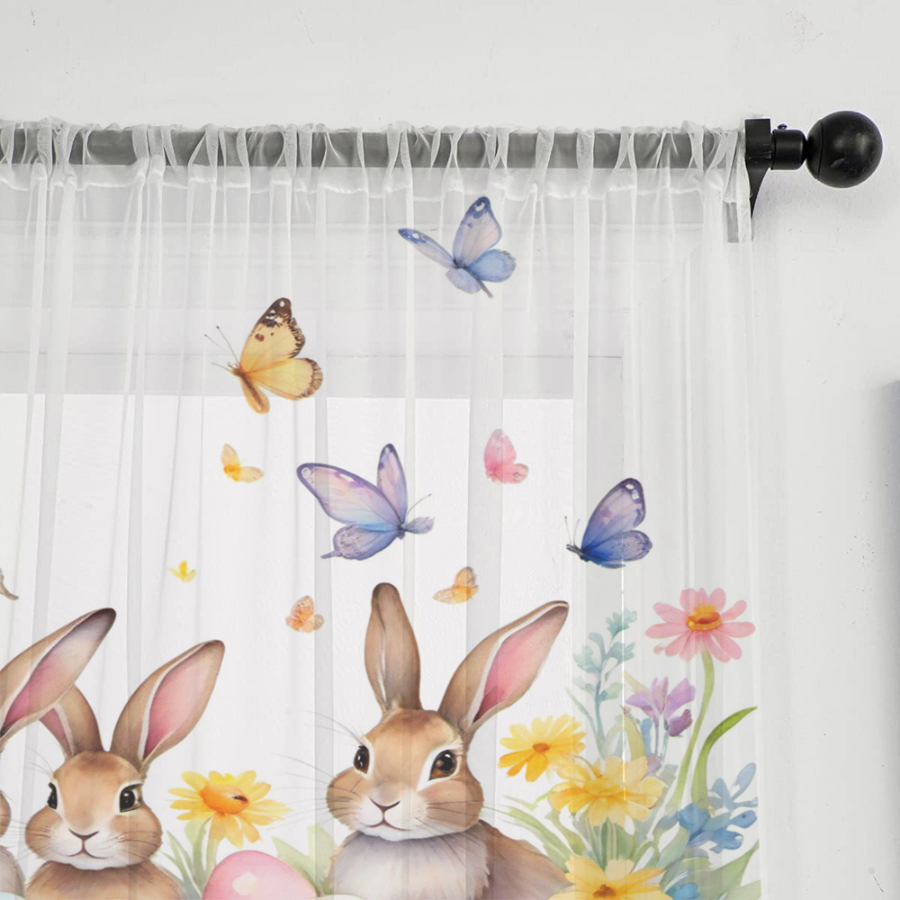 2PCS Digital Print Sheer Curta - огляд і ціна Home Office Rate
