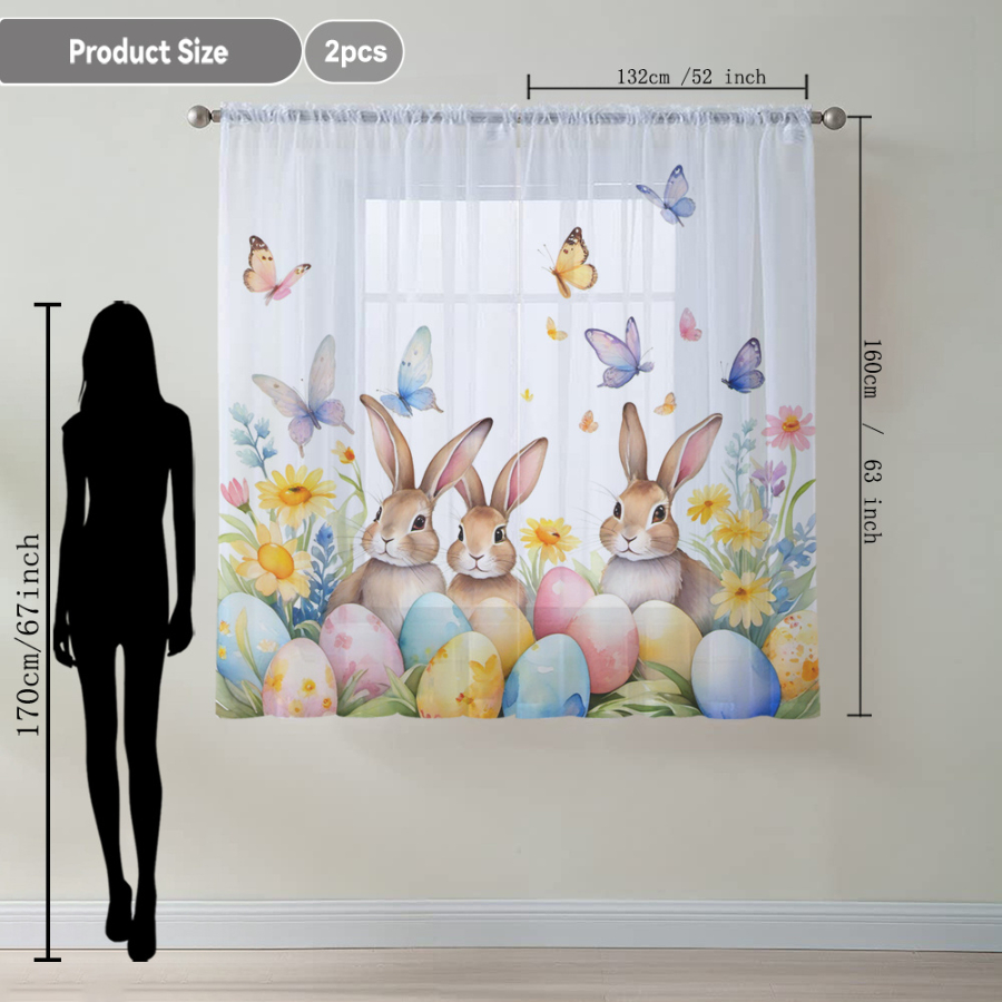 2PCS Digital Print Sheer Curta - огляд і ціна Home Office Rate
