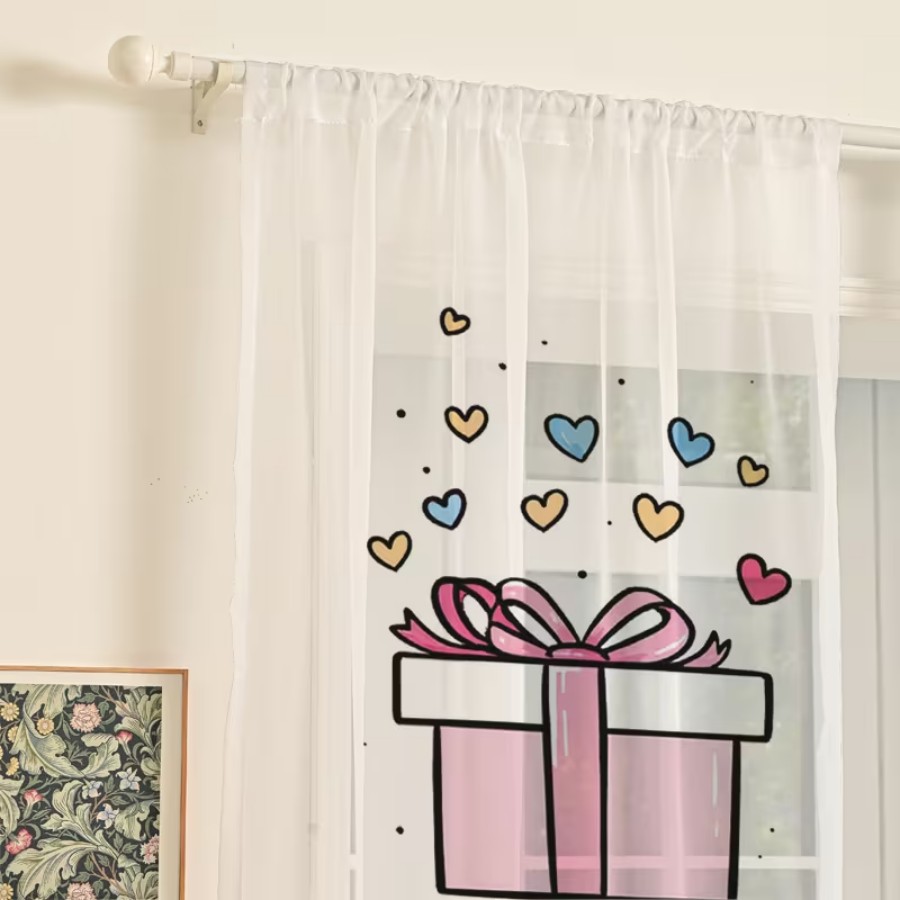 2PCS Digital Print Sheer Curta - огляд і ціна Home Office Box